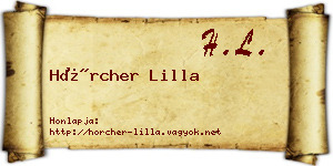 Hörcher Lilla névjegykártya